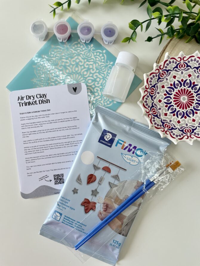 DIY Mandala Trinket Dish Kit | Air Dry Clay - Image 4