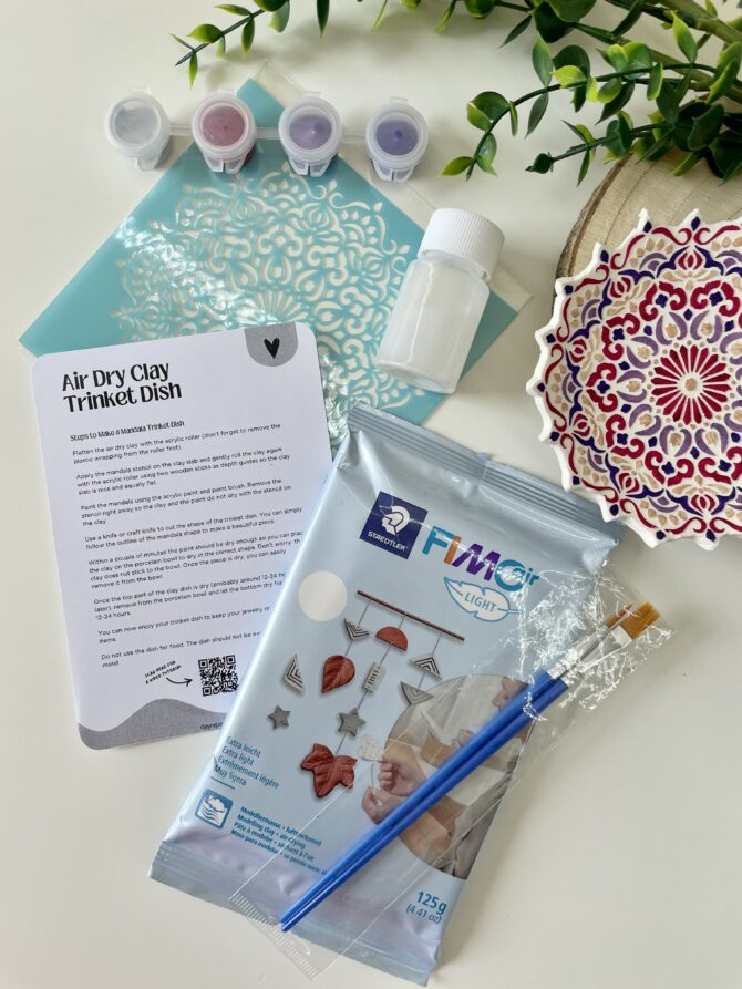 DIY Mandala Trinket Dish Kit | Air Dry Clay - Image 4