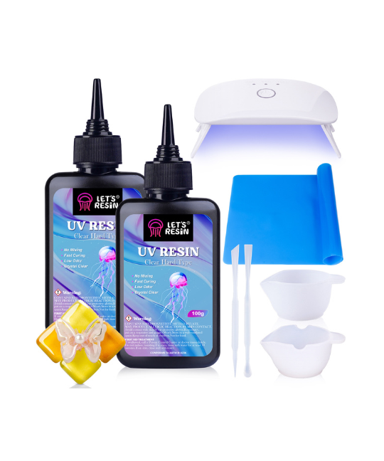 Low Viscosity Clear UV Resin Kit with Light and Tools | 200g